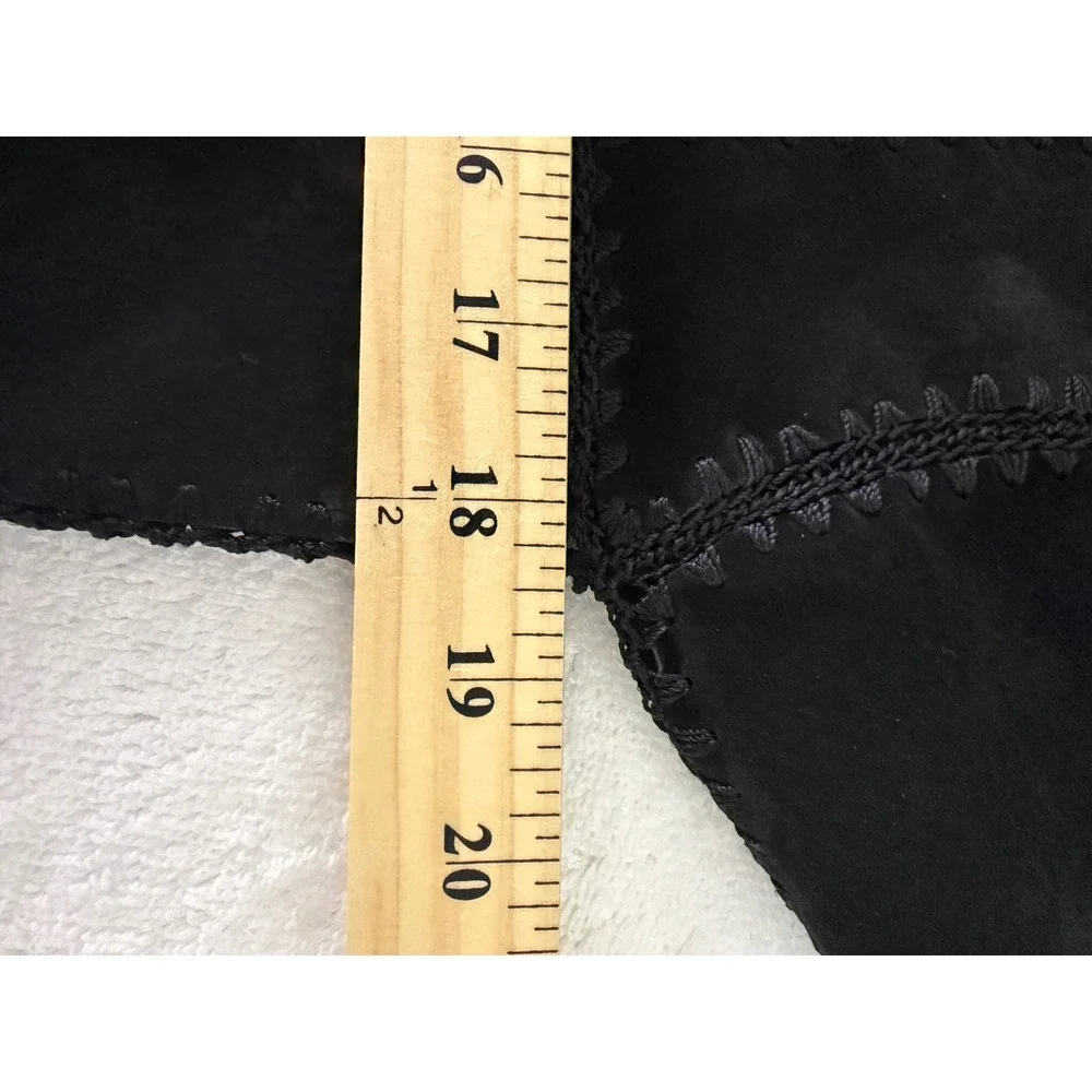 Gantos VTG Black Suede Leather Crochet Lace Trim Boho Western Jacket Womens Sz S - Picture 6 of 7